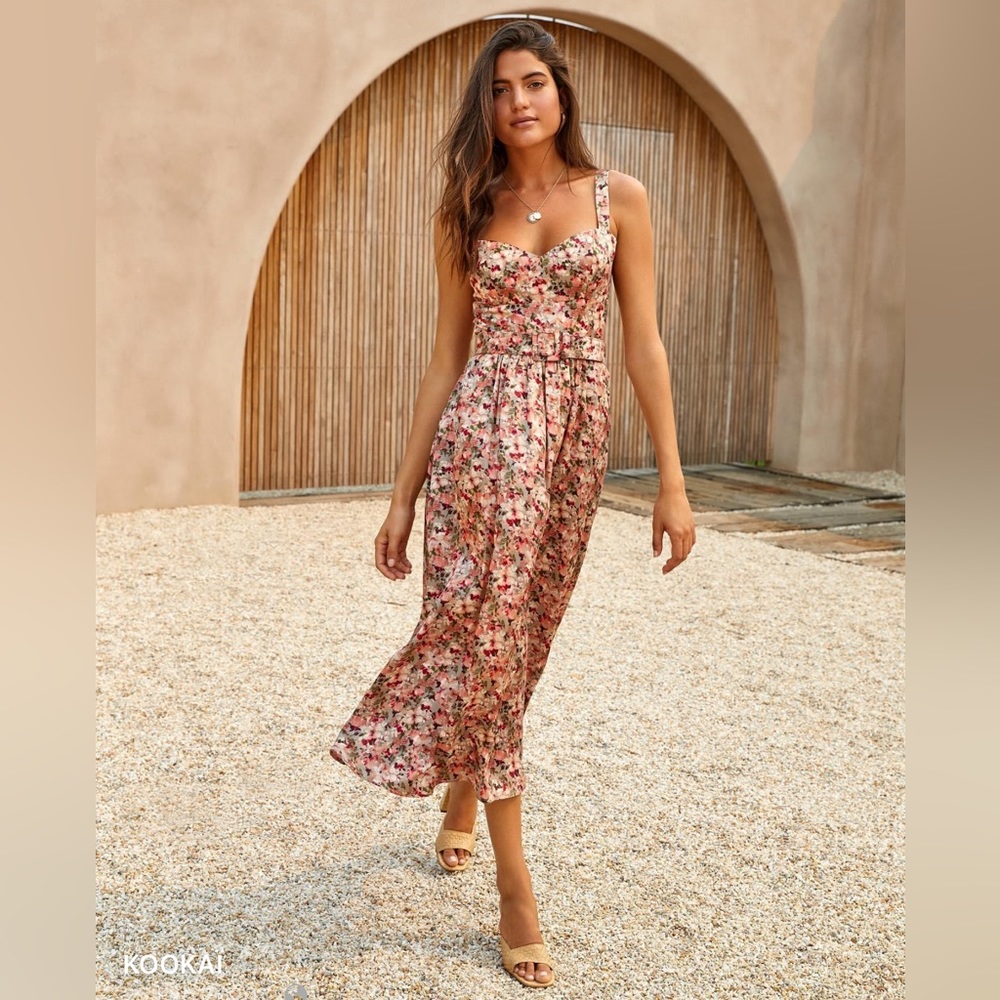Kookai Petunia Belted Midi Dress - Floral